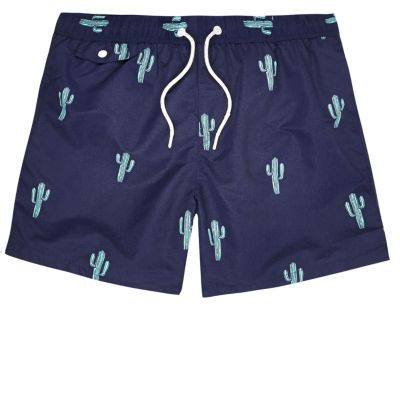 Navy cactus print swim shorts